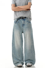 Washed Textured Straight Jeans