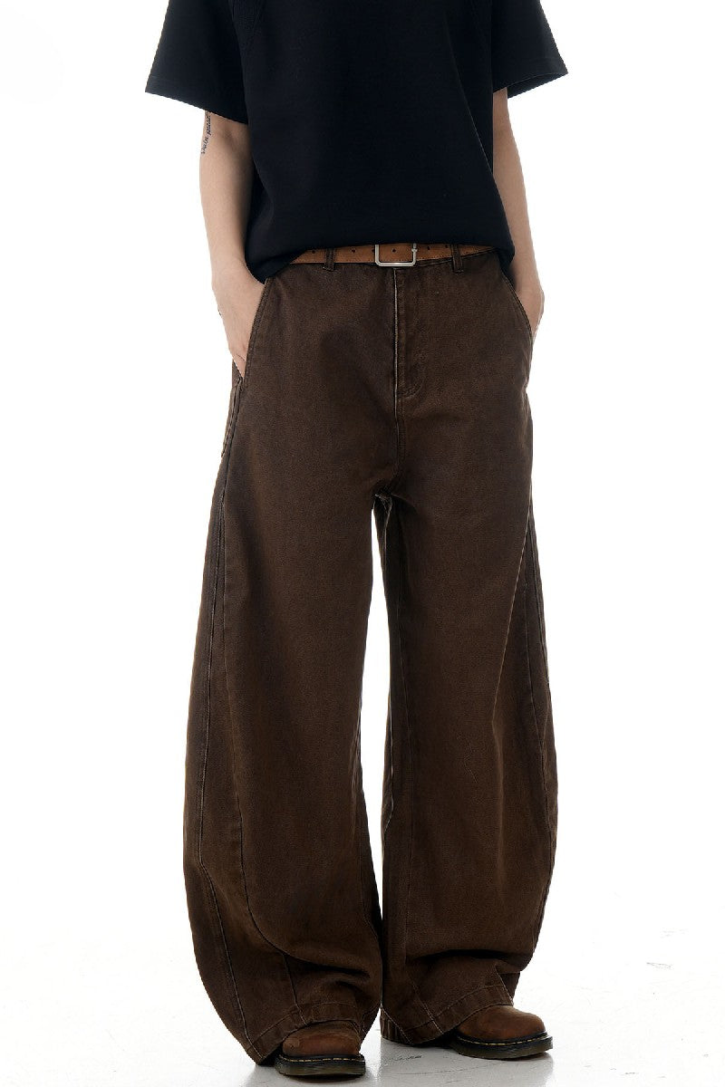 Washed Cargo Straight Trousers
