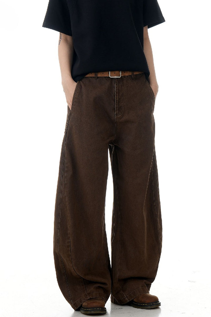 Washed Cargo Straight Trousers