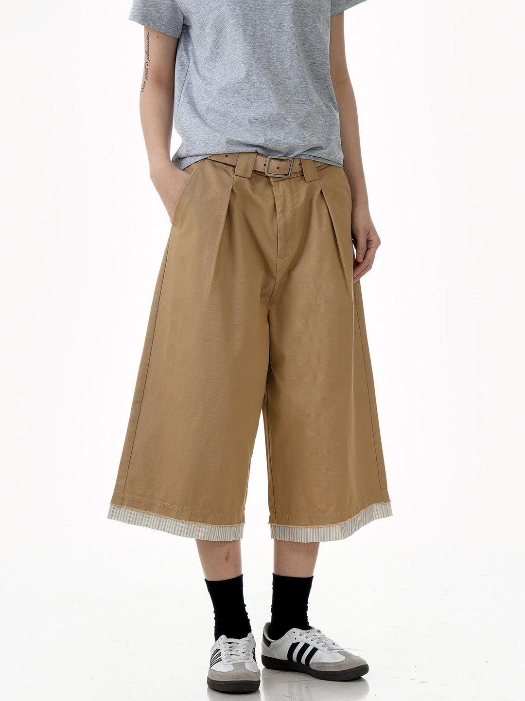 Raw Hem Patch Crop Trousers