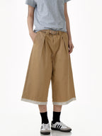 Raw Hem Patch Crop Shorts