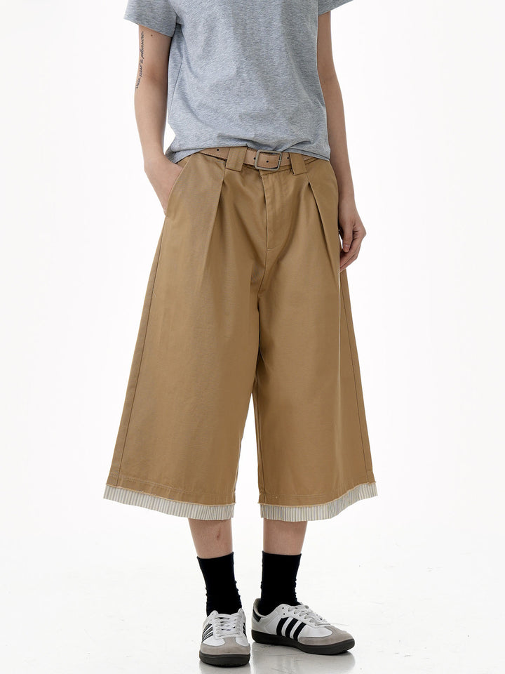 Raw Hem Patch Crop Trousers