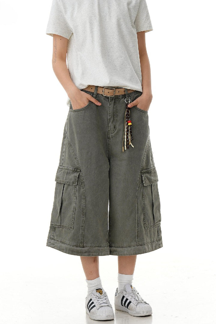 Faded Multi Pocket Crop Shorts