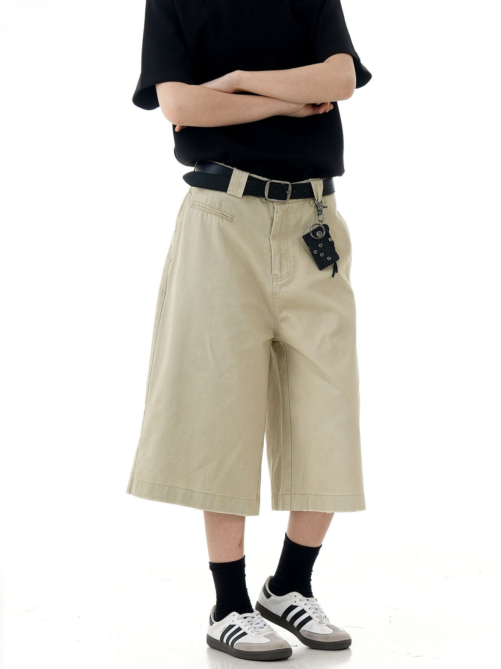 High Waist Cargo Knee Shorts