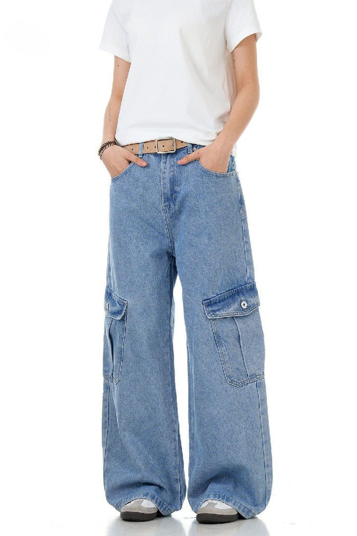 Washed Multi Pocket Cargo Jeans