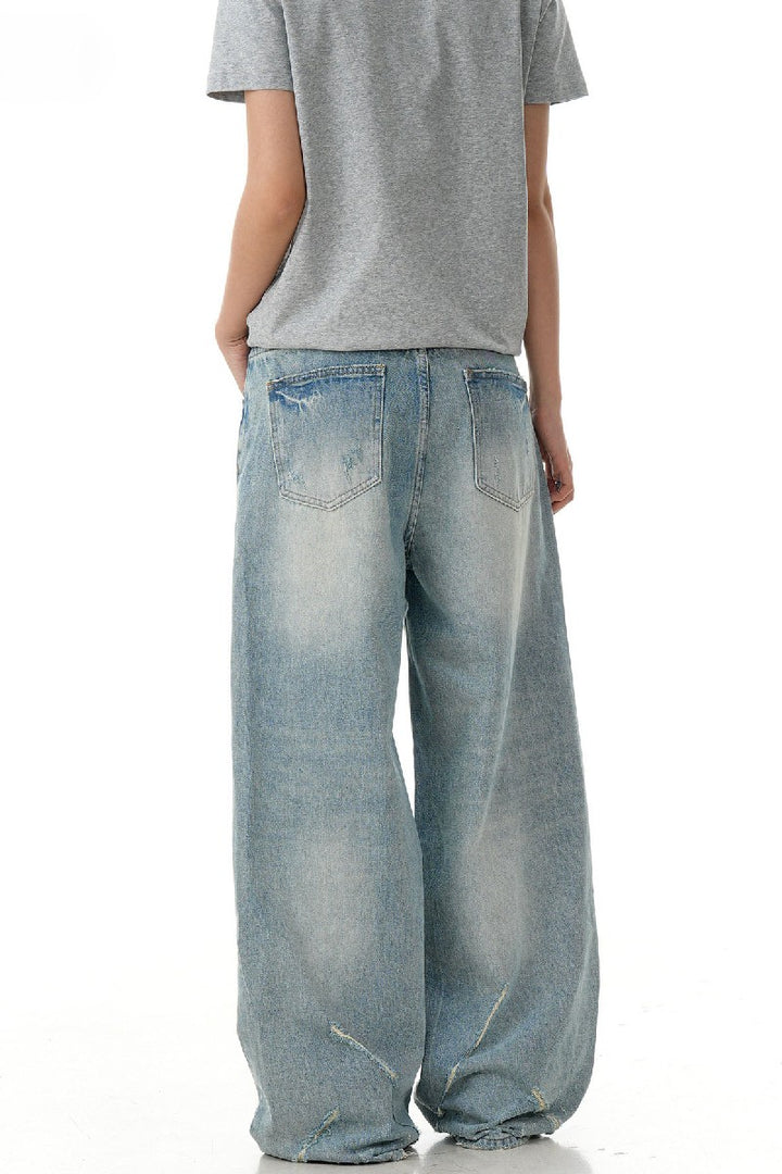 Washed Textured Straight Jeans