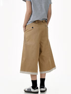 Raw Hem Patch Crop Shorts