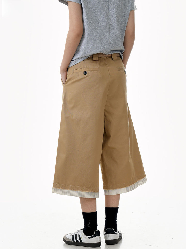 Raw Hem Patch Crop Trousers