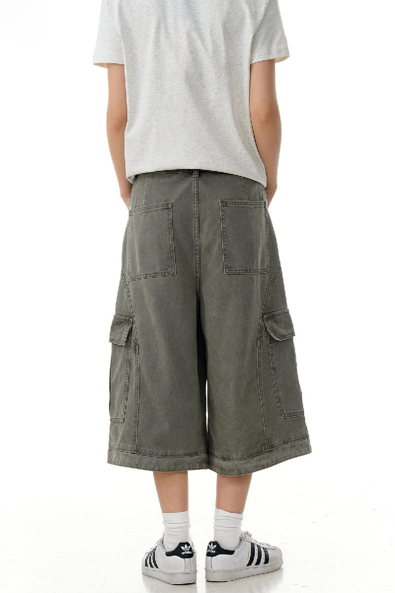 Faded Multi Pocket Crop Shorts
