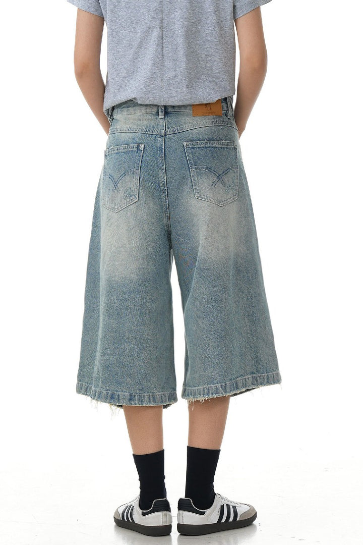 Ripped Washed Crop Jeans