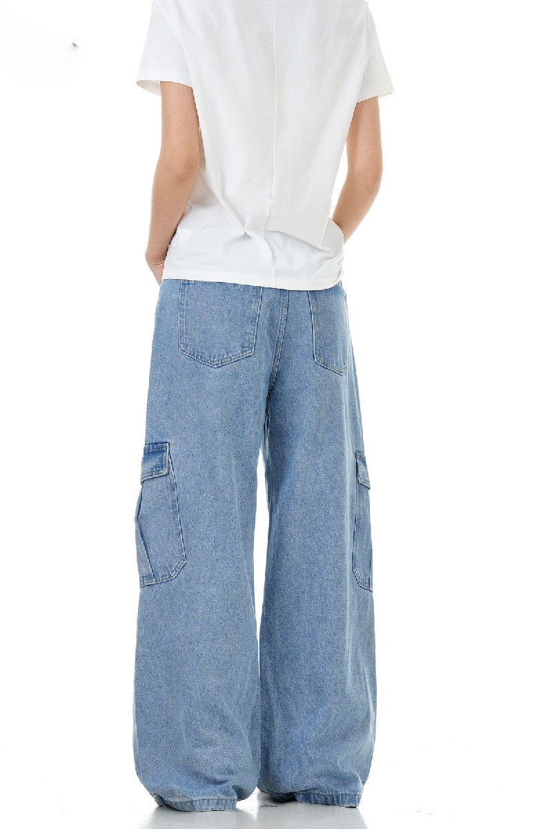 Washed Multi Pocket Cargo Jeans