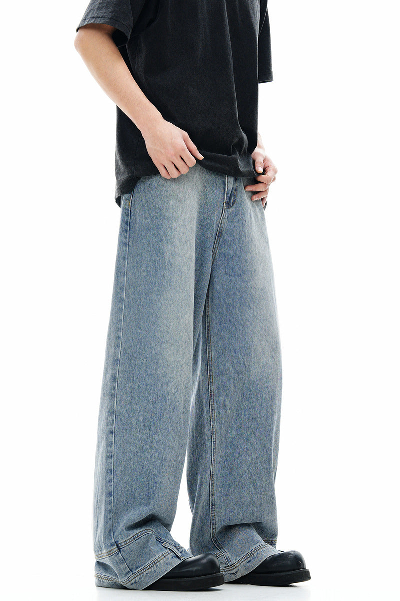 Inverted Washed Wide-Leg Jeans