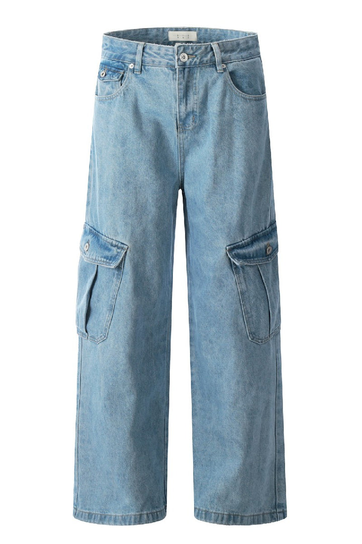 Washed Multi Pocket Cargo Jeans