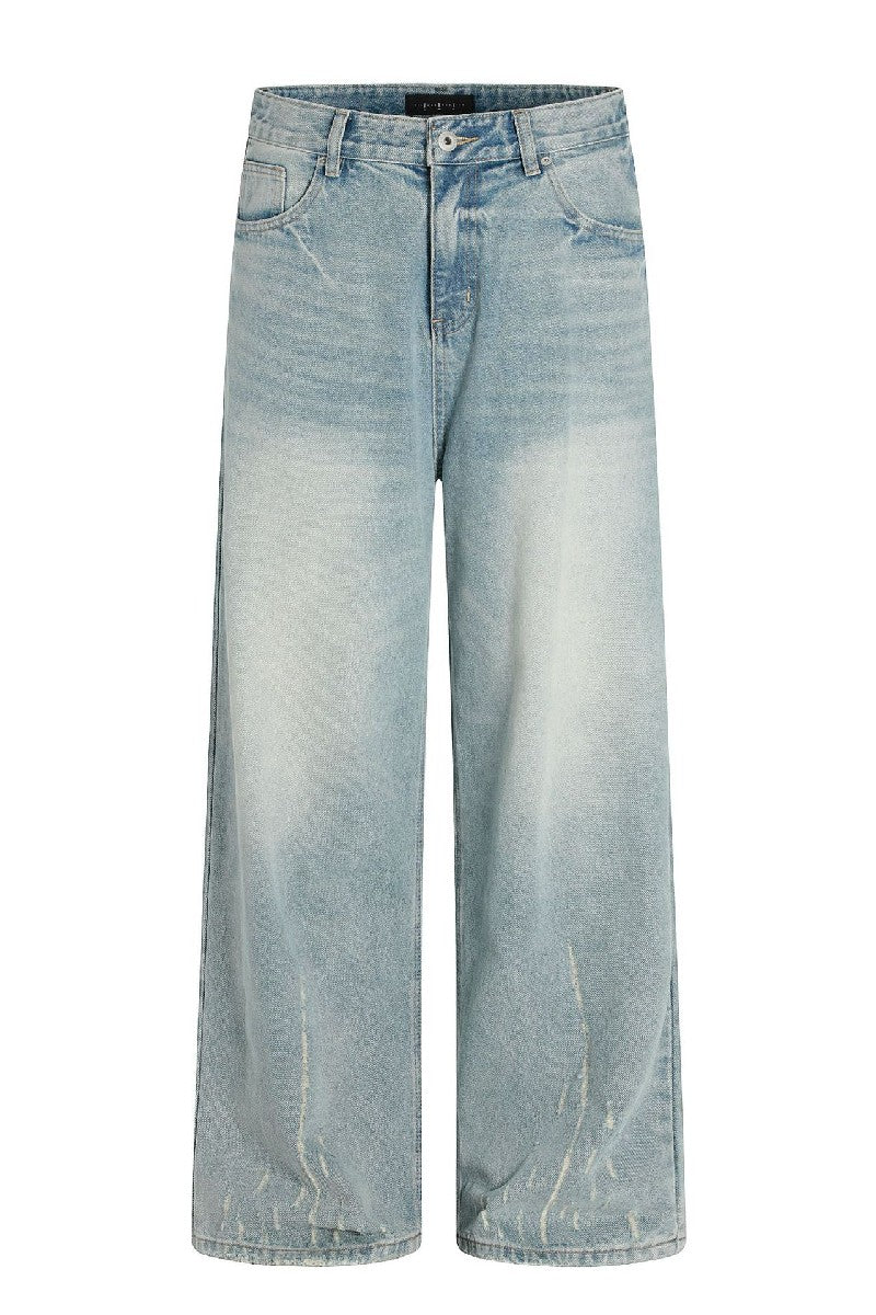 Washed Textured Straight Jeans