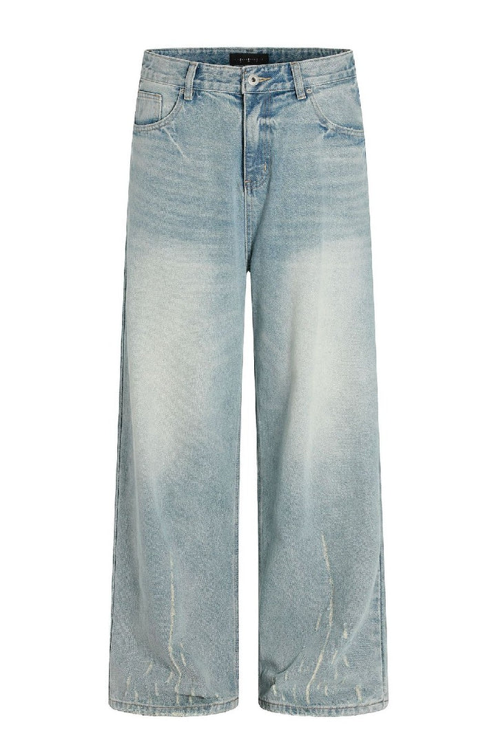 Washed Textured Straight Jeans