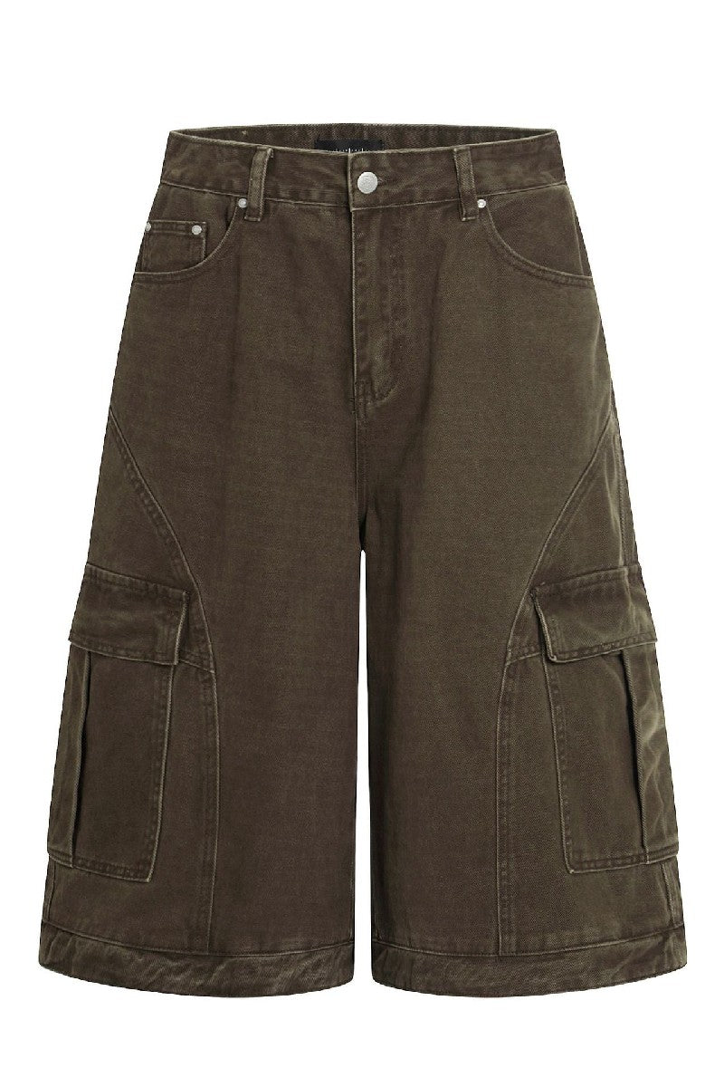 Faded Multi Pocket Crop Shorts