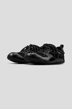 Mesh Panel Leather Sneakers - Black - view 2