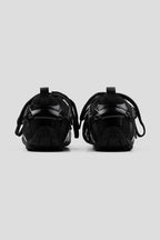 Mesh Panel Leather Sneakers - Black - view 3
