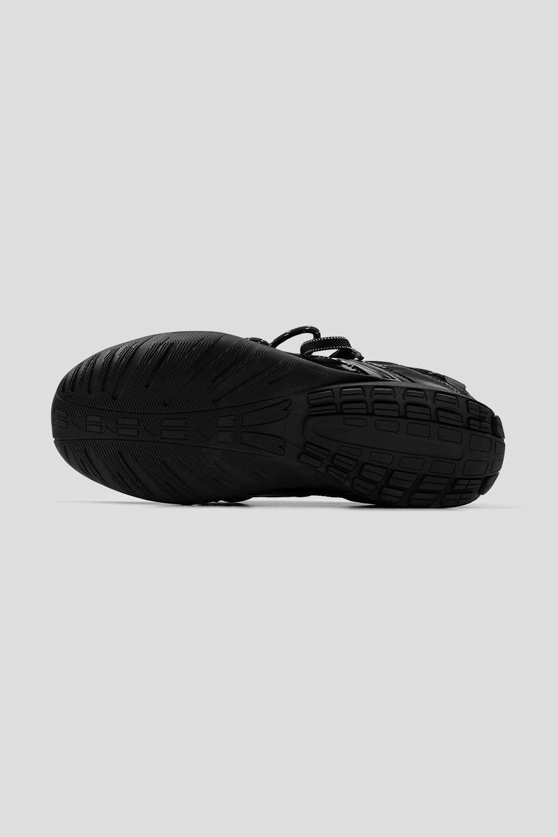 Mesh Panel Leather Sneakers - Black - view 4
