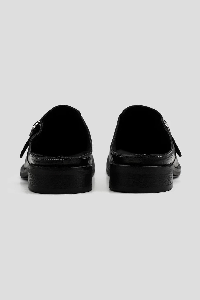 Monk Strap Cowhide Mules - Black - view 3