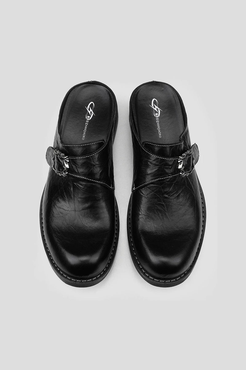 Monk Strap Cowhide Mules - Black - view 5
