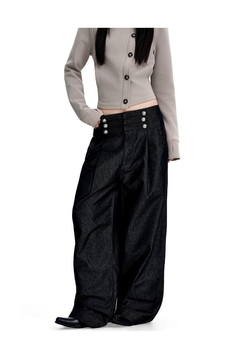 Napoleon Button Wide Leg Jeans