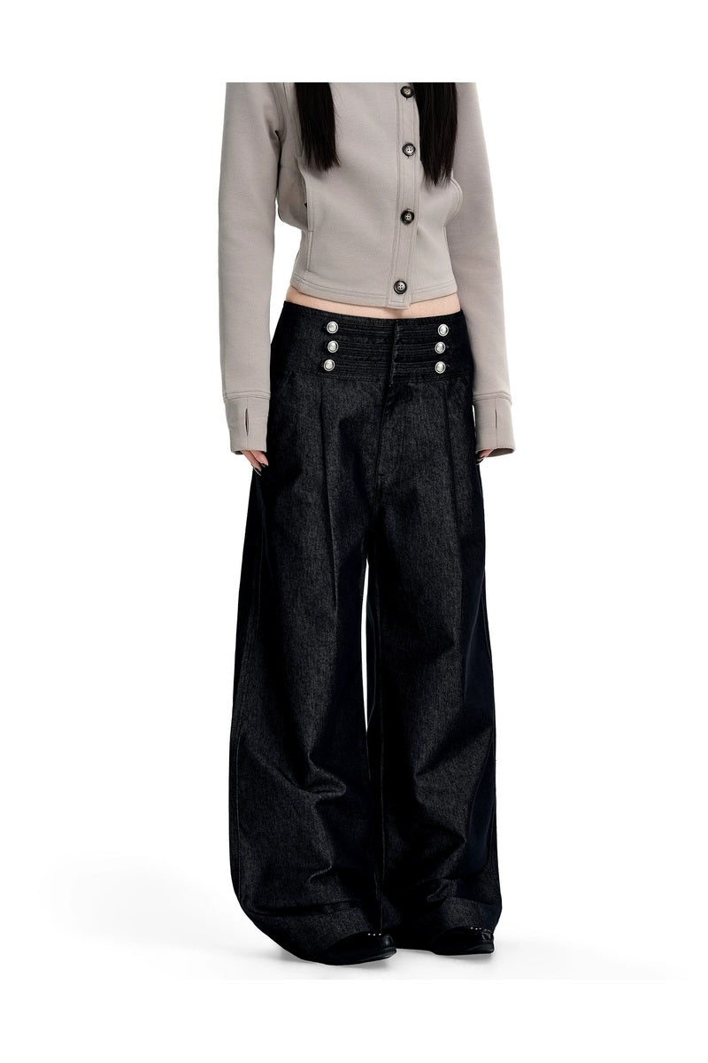 Napoleon Button Wide Leg Jeans