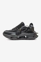 Mesh Chunky Running Sneakers - Black / Gray