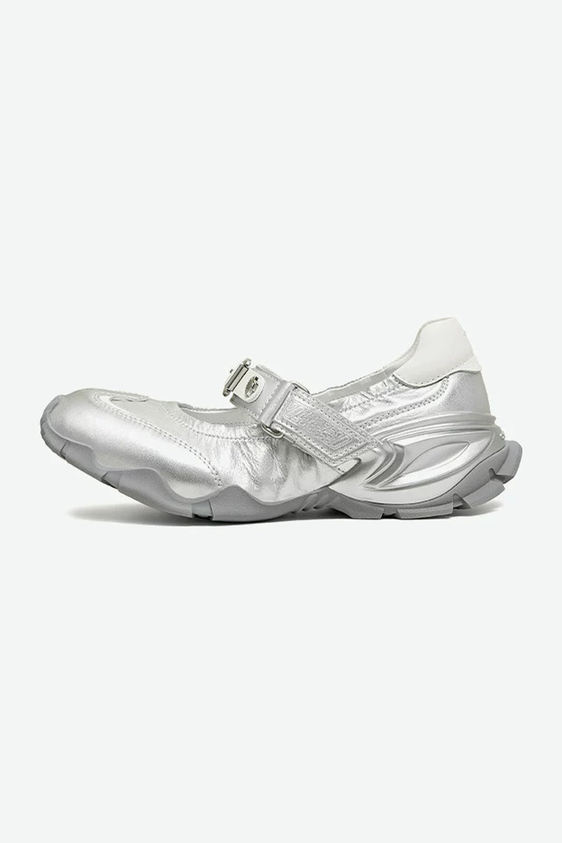 Ballet Mary Jane Flats - Silver