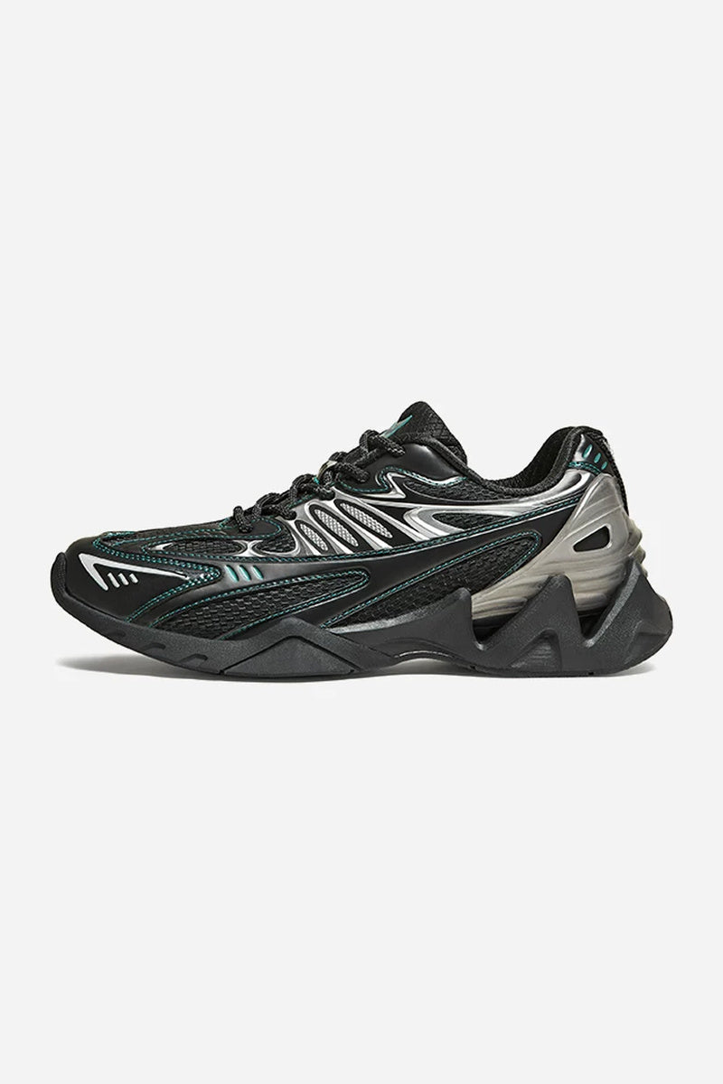 Retro Chunky Running Sneakers - Black / Green