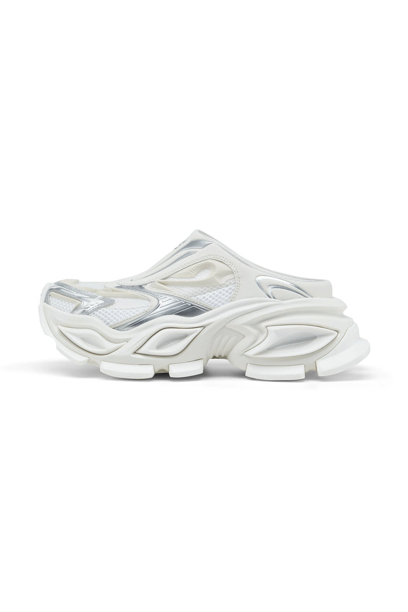 Platform Closed Toe Mules - White