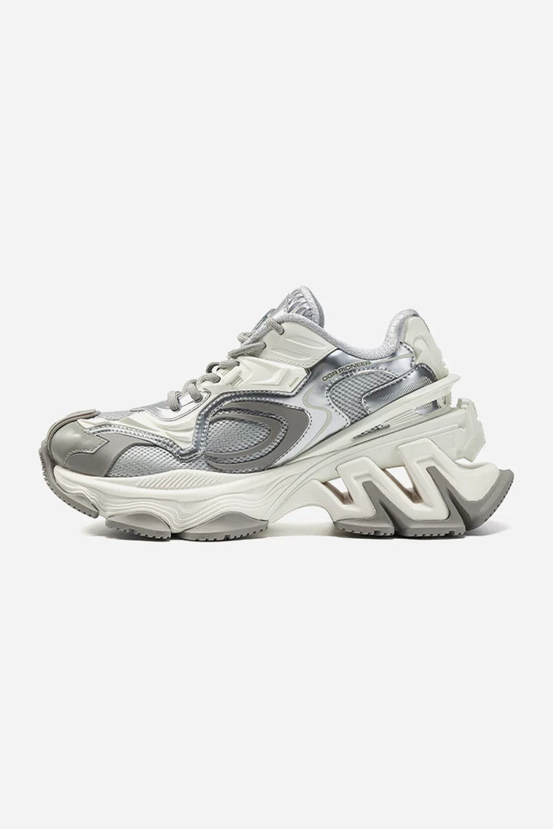 Mecha Platform Running Sneakers - Silver