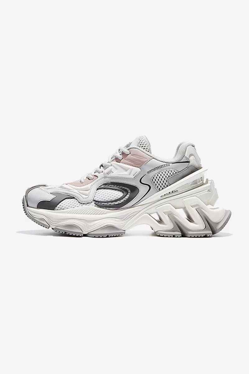 Mecha Platform Running Sneakers - Gray / Pink