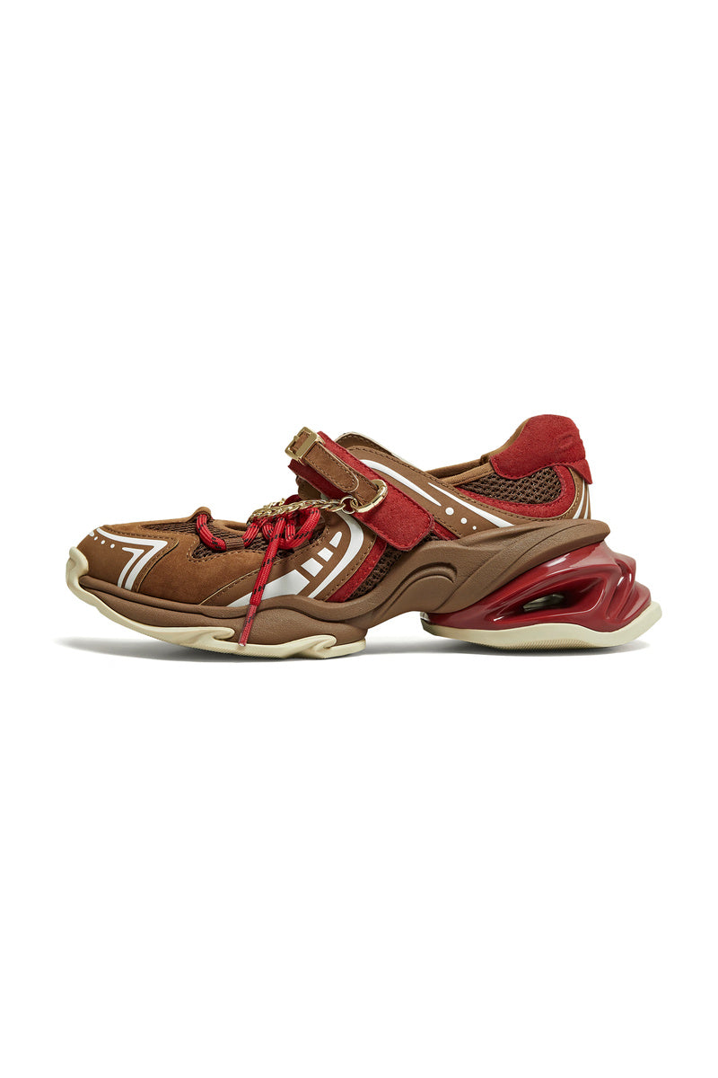 Platform Mary Jane Shoes - Brown / Red