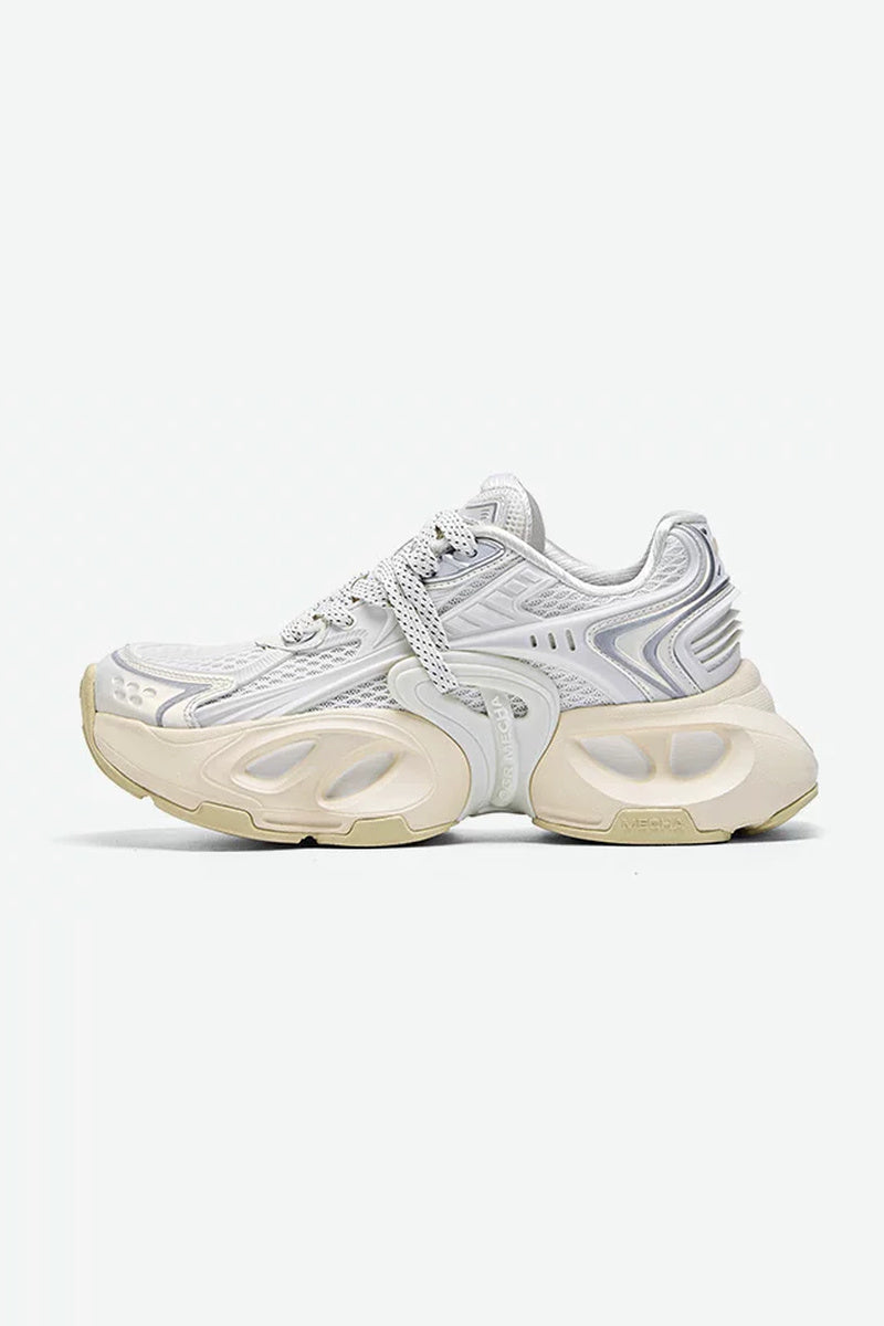 Retro Chunky Running Sneakers - Cloud White