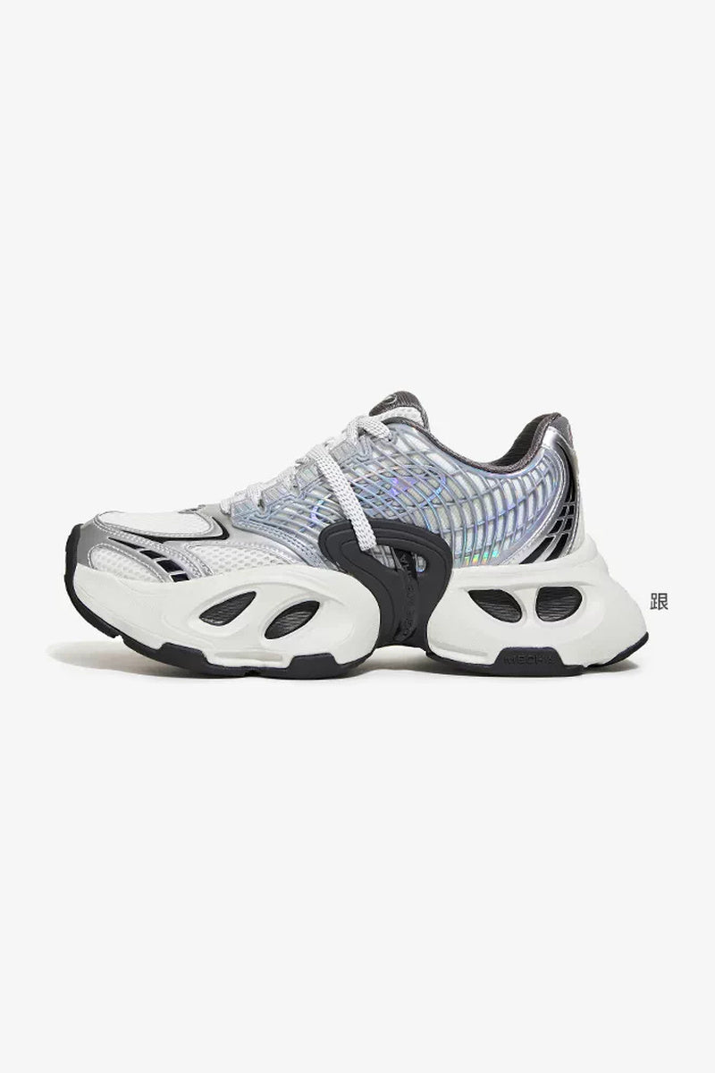 Retro Chunky Running Sneakers - Feather Silver