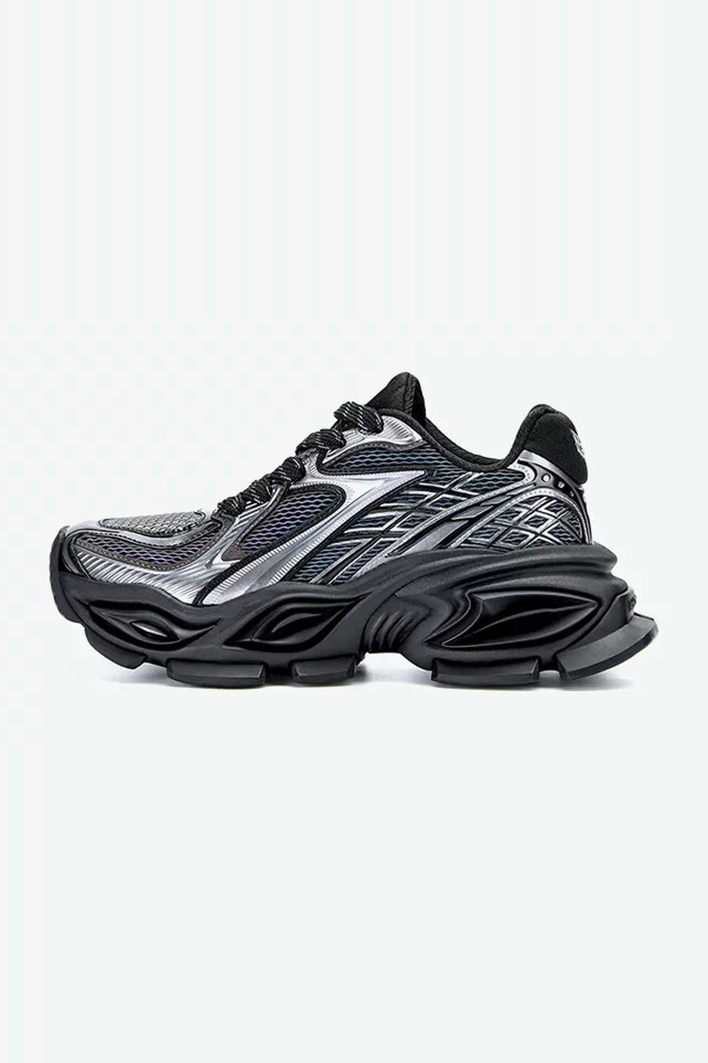 Chunky Retro Dad Sneakers - Black / Silver Sneaker