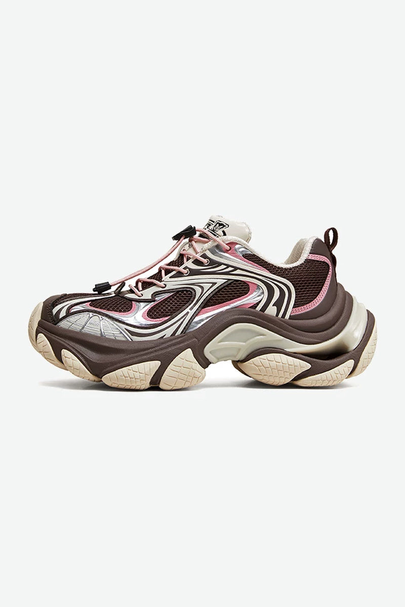 Futuristic Chunky Running Sneakers - Ash Brown