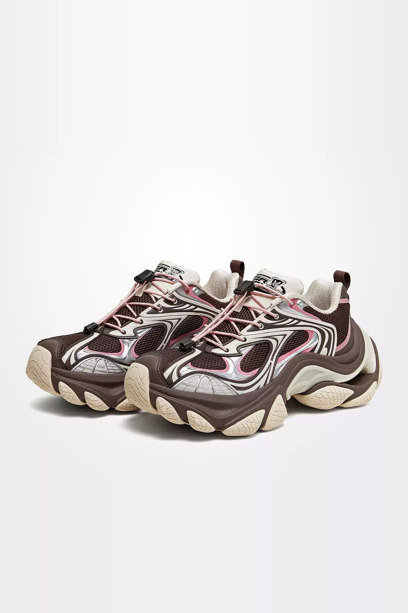 Futuristic Chunky Running Sneakers - diagonal pair