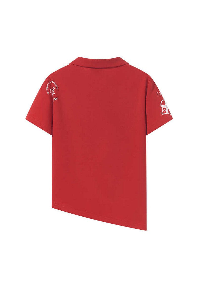 Zip Collar Printed Polo Shirt