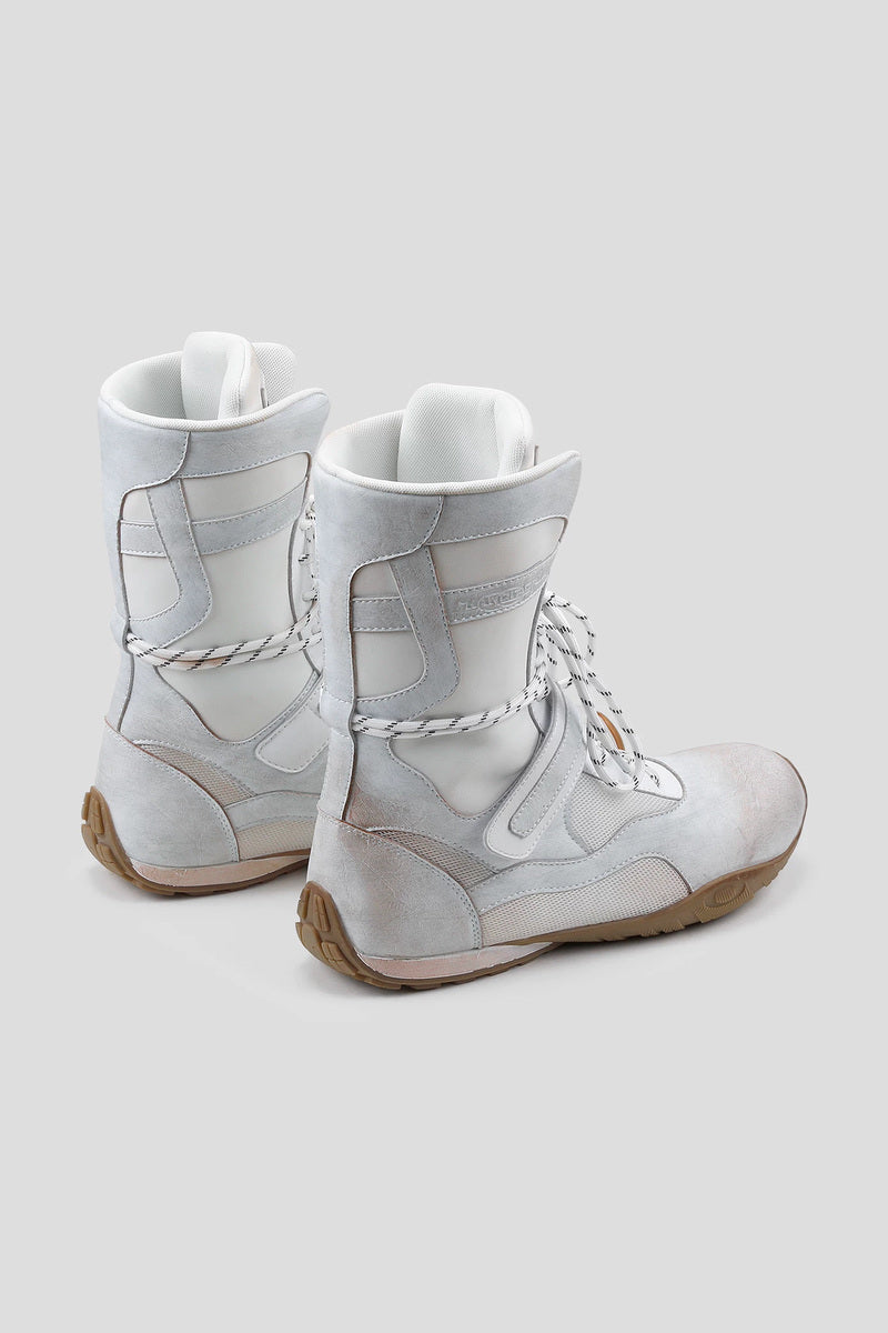 Panelled Leather Boxing Boots - White - view 3