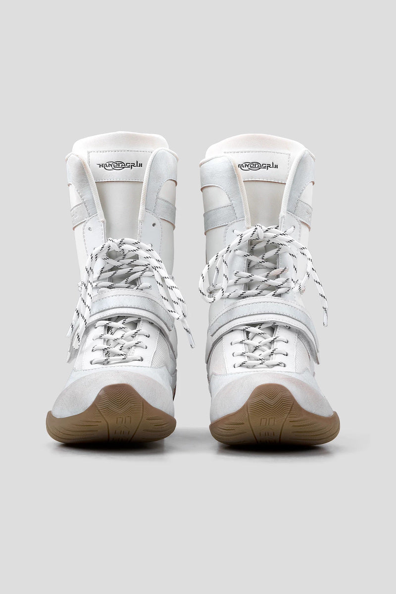 Panelled Leather Boxing Boots - White - view 5
