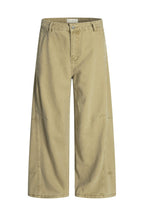 Panelled Wide Leg Jeans in Khaki, front view