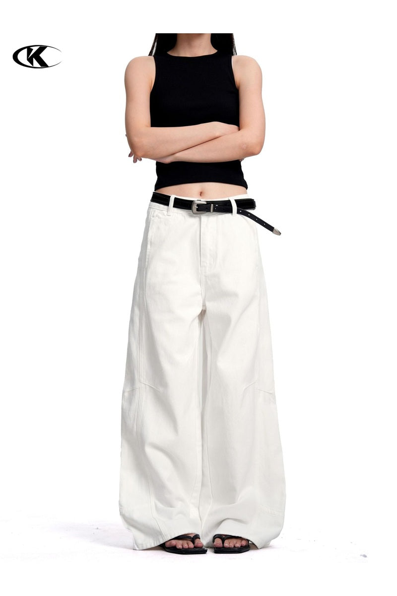 Panelled Wide Leg Jeans worn view
