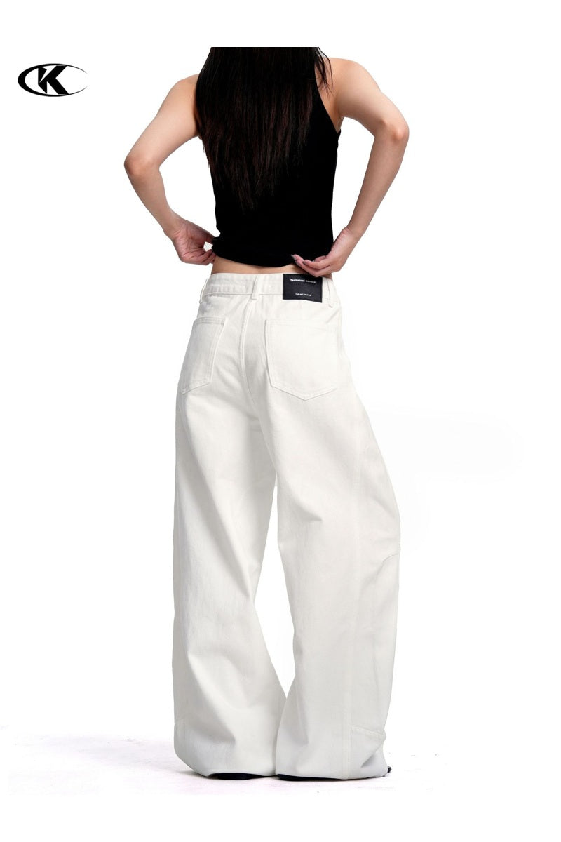 Panelled Wide Leg Jeans back view