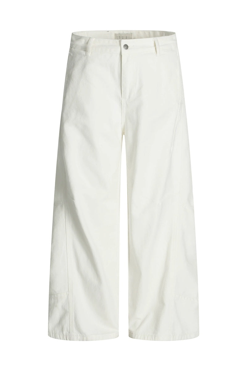 Panelled Wide Leg Jeans in White, front view