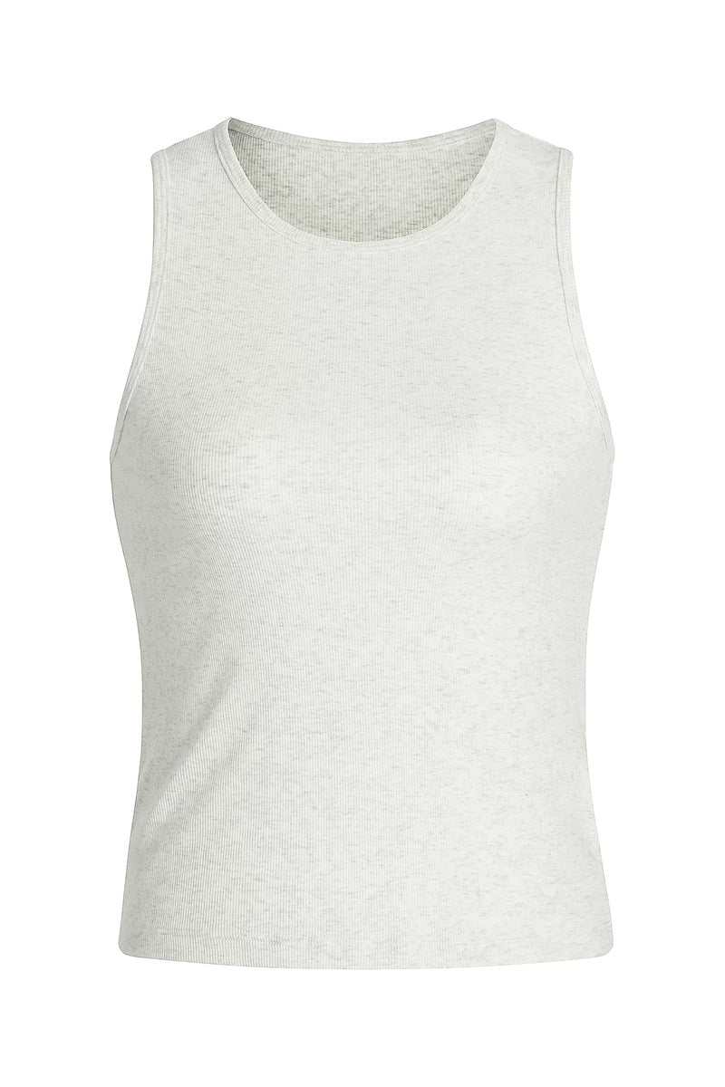 Ribbed Racerback Tank Top - White Heather