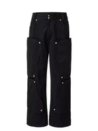 Riveted Panel Cargo Pants — Black, product view on white background