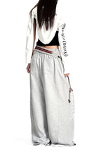 Script Print Wide Leg Sweatpants