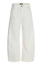 Sculpted Cotton Barrel Pants – White – front product view
